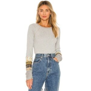 Free People In The Mix Jacquard Cuff Top